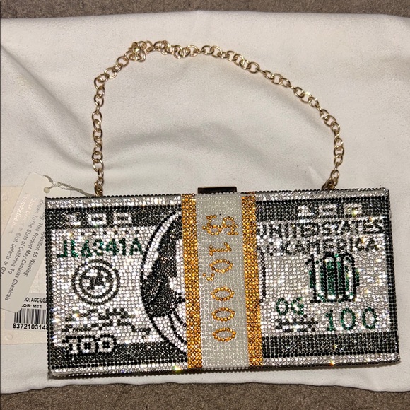 Crystal Embellished Money Clutch - Picture 1 of 3